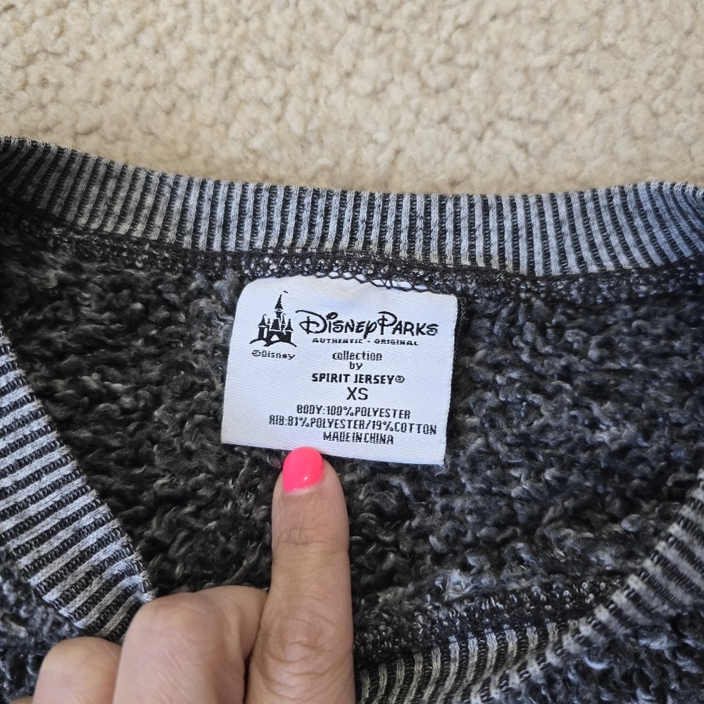 Disney Parks Sweater Womens XS Gray Black Spirit Jersey Disneyland Oversized - Picture 7 of 7